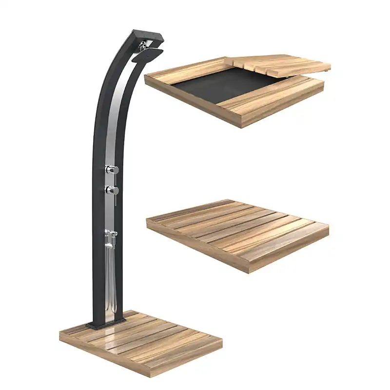 Socle de douche en bois avec collecteur d‘eau