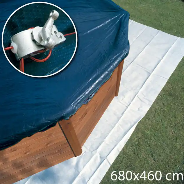 Bâche hiver 680 x 460 cm - Piscine hors sol Ovale 610 x 375 cm - En huit 500 x 340 cm