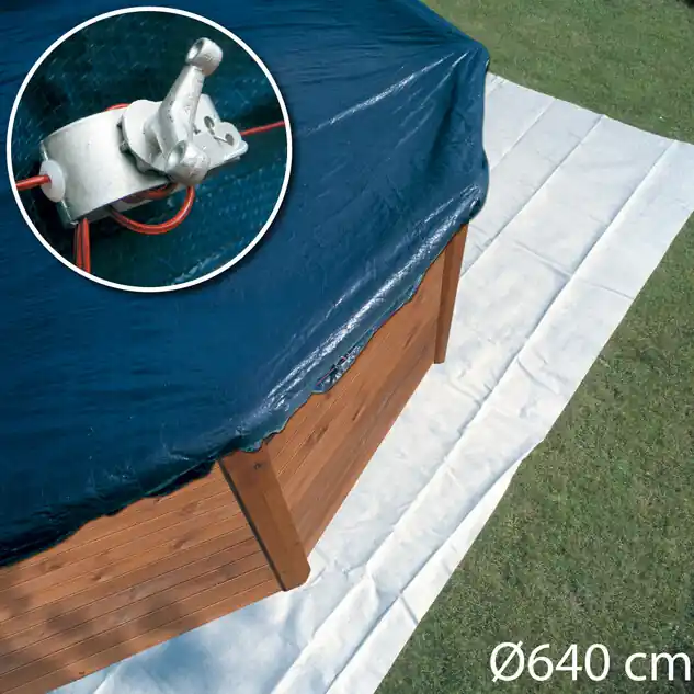 Bâche hiver Ø 640 cm - Piscine hors sol GRE ronde Ø 550 cm