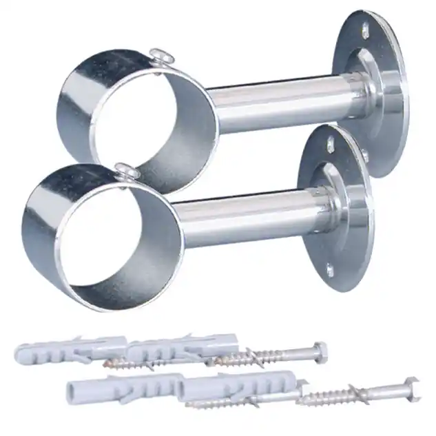 2 Supports droits ouverts avec platine pour main courante - piscines béton et liner