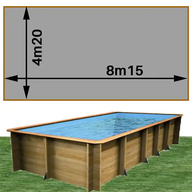 Piscine bois Woodfirst Original Rectangulaire 815 x 420 x 146 cm liner gris clair