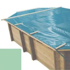 Bache à barres amande pour piscine bois original 436 x 336 Version 2022 double margelles