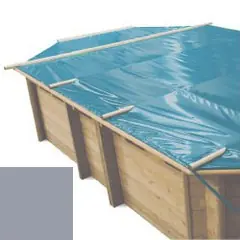 Bache à barres gris pour piscine bois original 436 x 336 Version 2022 double margelles