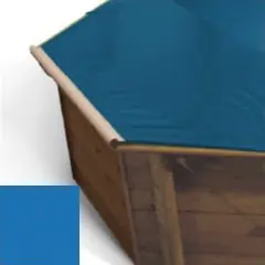 Bache a barres bleu pour piscine bois Hexa Original 412 x 412