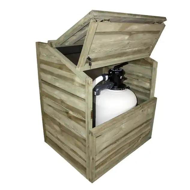 Coffre de filtration pour piscine bois avec fond - H 143