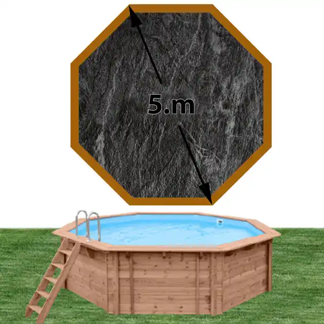 Piscine bois Woodfirst Original octogonale 500 x 127 cm liner ardoise