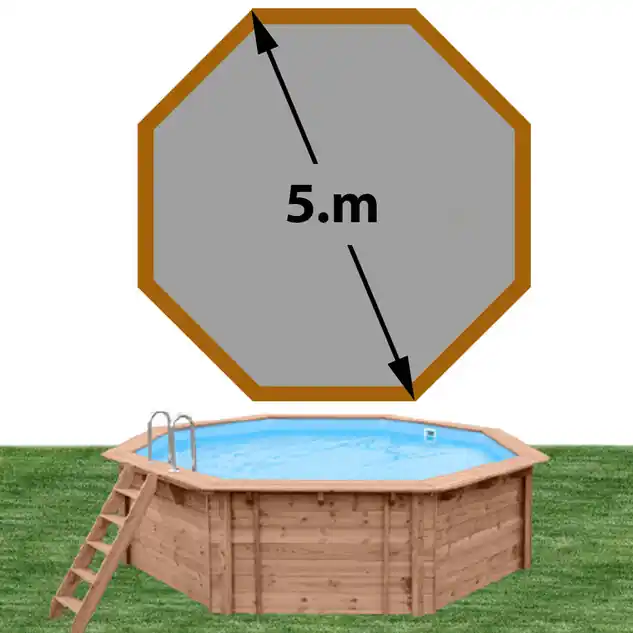Piscine bois Woodfirst Original octogonale 500 x 127 cm liner gris clair