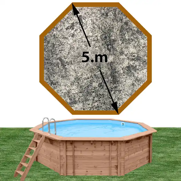 Piscine bois Woodfirst Original octogonale 500 x 127 cm liner stone gris