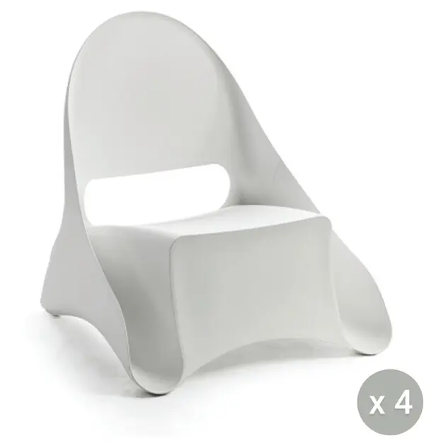 Fauteuils d‘extérieur Ondule Blanc - Lot de 4
