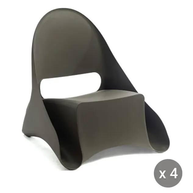 Fauteuil d‘extérieur Ondule Taupe - Lot de 4