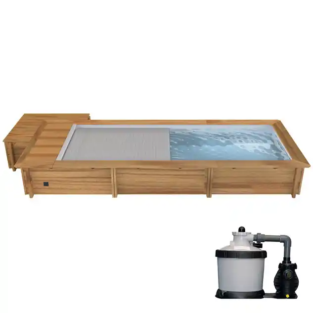 Piscine bois Urbaine 6 x 2.50 x 1.33 avec volet intégré et options coffre filtration et filtre à sable