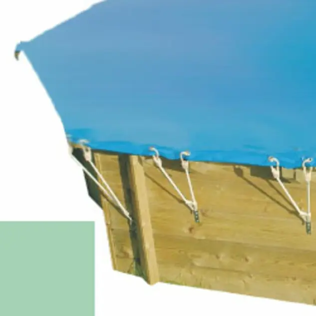 Bâche hiver secur amande pour piscine bois original hexa 400 x 400