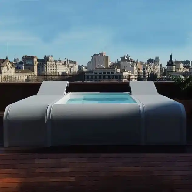 Piscine Mariposa avec 2 transats intégrés 2.82 x 2.19 x H.0,60 m
