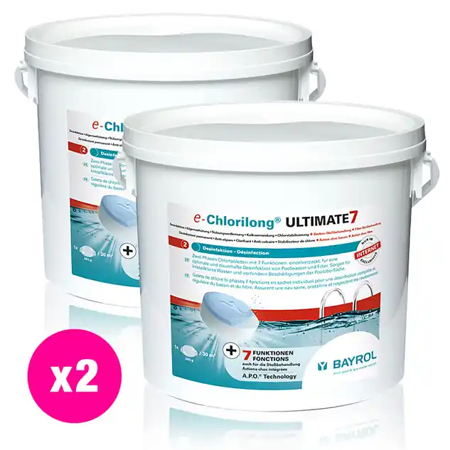 Chlorilong Ultimate7 galet 300g Bayrol 9.6 kg - 2 seaux x 4.8 kg