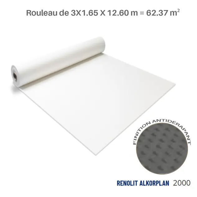 Liner Renolit Alkorplan 2000 antidérapant Blanc 41.25 x 3 soit 123.75 m²