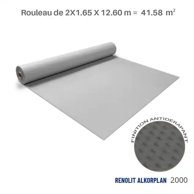 Liner Renolit Alkorplan 2000 antidérapant Gris Clair 41.25 x 2 soit 82.50 m²