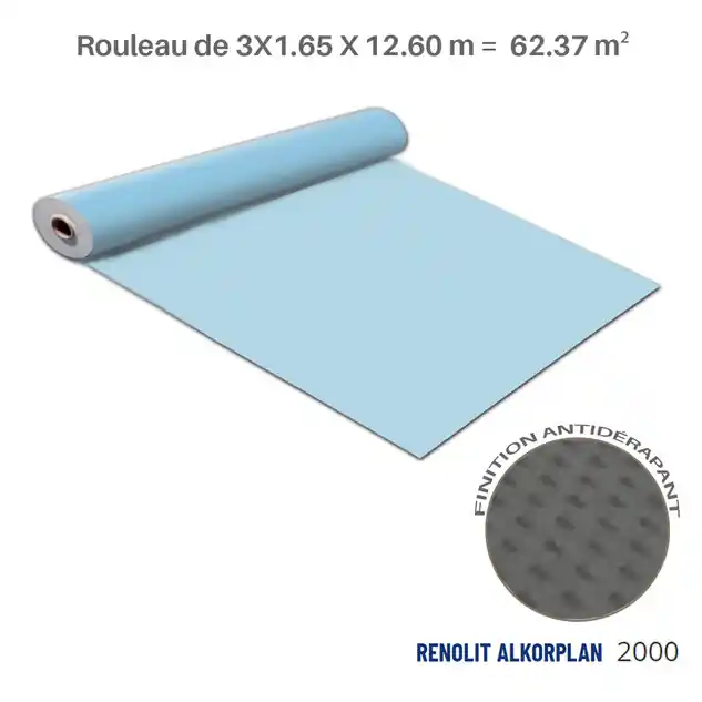 Liner Renolit Alkorplan 2000 antidérapant Bleu Clair 41.25 x 3 soit 123.75 m²