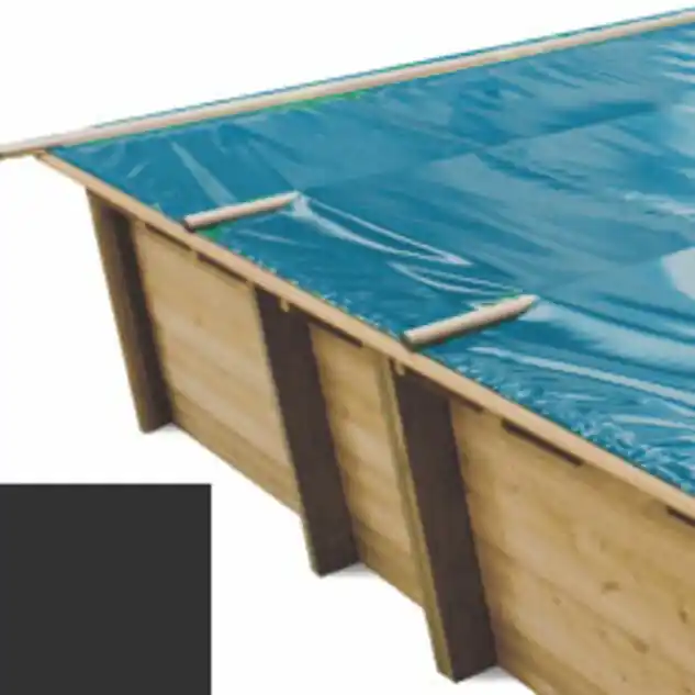 Bâche à barres carbone pour piscine bois original 620 x 420 - Evora+ - 800009