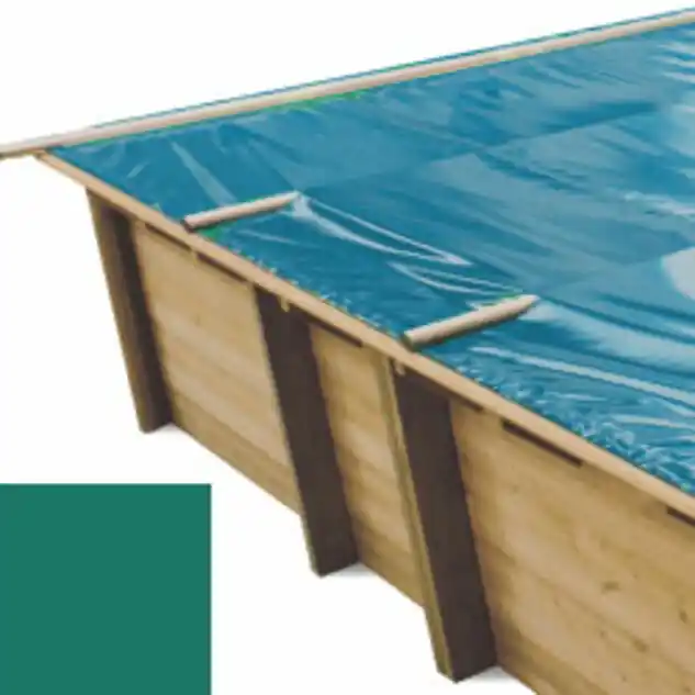 Bâche à barres vert pour piscine bois original 620 x 420 - Evora+ - 800009
