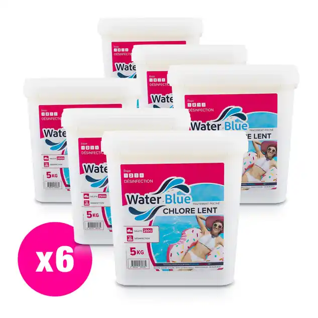 Chlore lent waterblue galets 250g - 6 x 5 kg