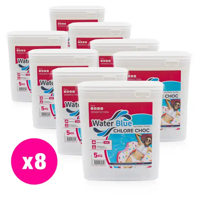 Chlore choc Waterblue pastilles 20g - 8 x 5 kg