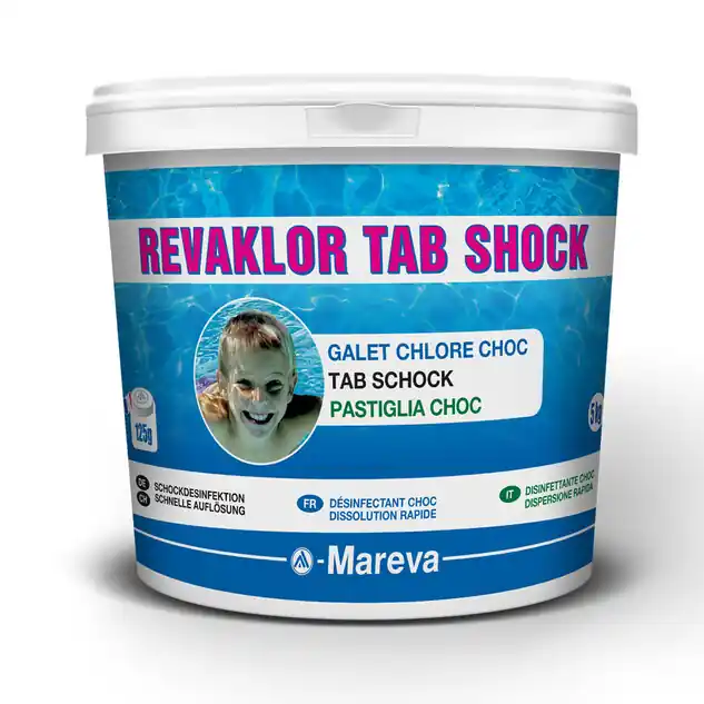 Mini Galets de Chlore choc pastille 125 gr - Seau de 5 kg