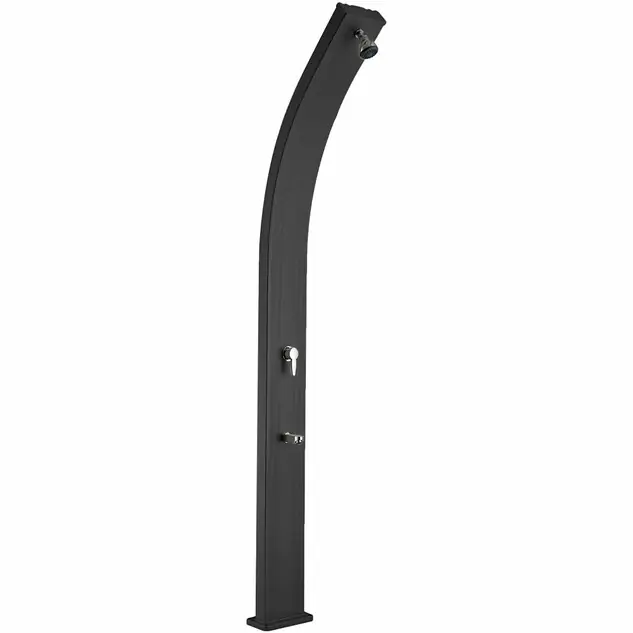 Douche solaire coudée Alu noir 28 L avec rince-pieds
