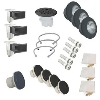 Kit N°3 pièces à sceller gris anthracite pour piscine liner