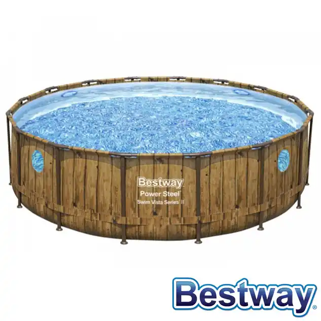 Piscine tubulaire Power Steel Swim Vista Pool Ø 4.88 x H.1.22 m - Décor bois