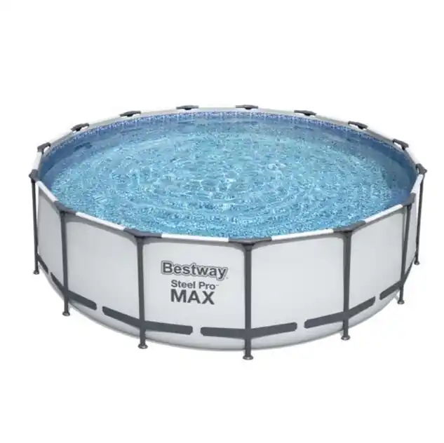 Piscine tubulaire ronde grise Steel Pro Max Ø4.57 x H.1.22 m