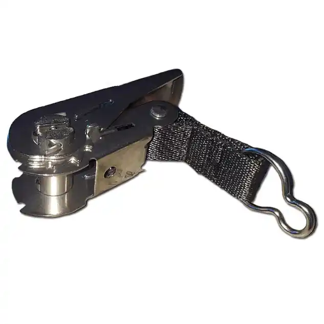 cliquet inox avec anneau en D noir - 1 pce
