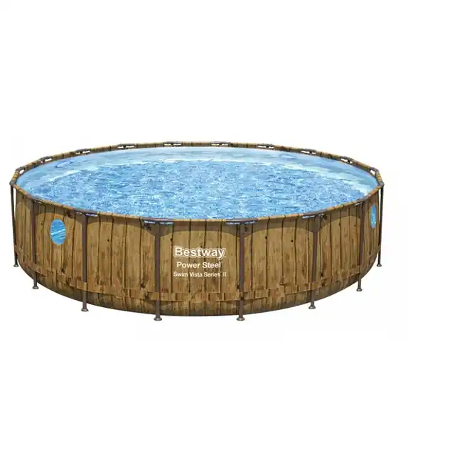 Piscine tubulaire Power Steel Swim Vista Pool Ø 5.49 x H.1.22 m - décor bois