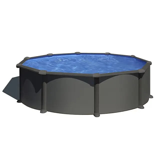 Kit piscine hors sol ronde Ø 4.80 m x H.1.22 m - acier gris anthracite