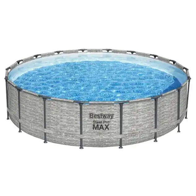 Piscine tubulaire ronde Steel Pro Max Ø 5.49 x H.1.22 m - effet pierre