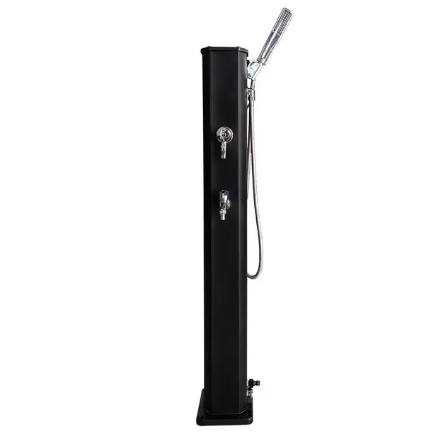 Douche solaire droite Alu Noir 20 L avec rince pied