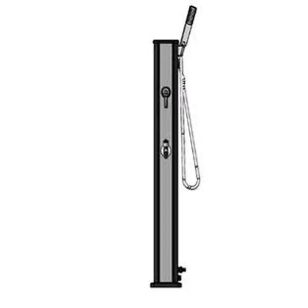 Douche solaire droite Alu Noir/Argent 20 L avec rince pied