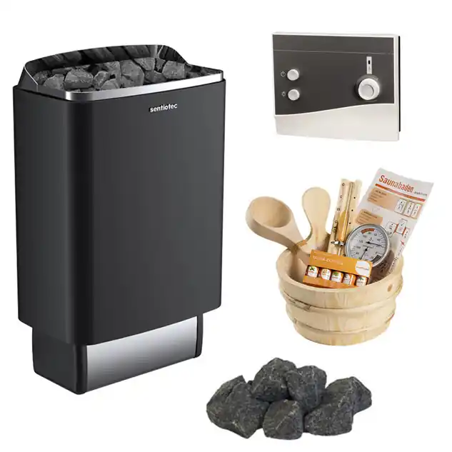 Pack Poêle Cde déportée 6kw + Cde déportée Analog + Pierres + Set 11 pces