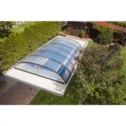 Abri de piscine télescopique très bas Alto 6,42 x 3,90 x h0,80m