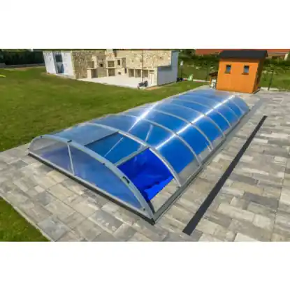 Abri de piscine télescopique très bas Alto 8,54 x 4,30 x h0,88m
