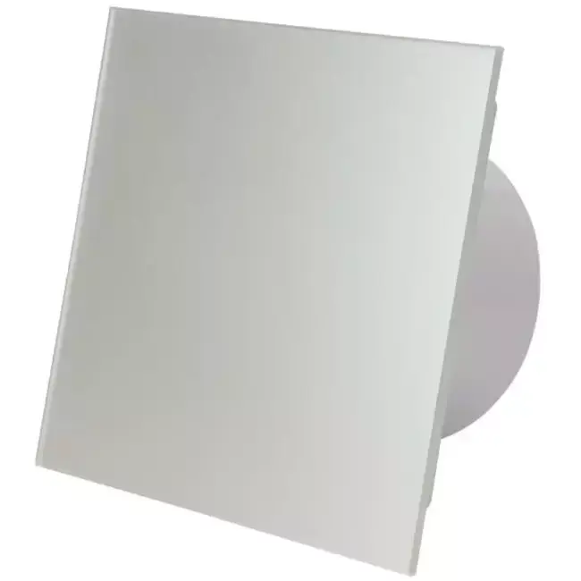 Vmc salle de bain Ø125 mm de diamètre avec minuterie et délai d‘enclenchement - front en verre satin argenté