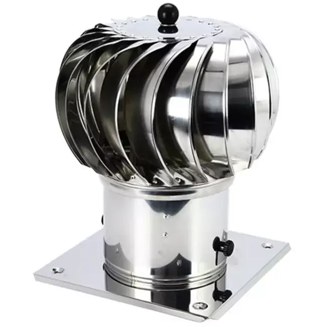 Tourelle de ventilation alimentée par le vent Cowl 200 mm en acier inoxydable avec solin de toit incluse - 115m3/h