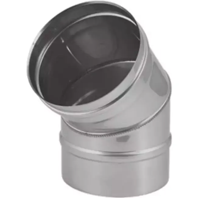 Raccord coudé 45° paroi simple inox conduite de poêle - Ø 180 mm