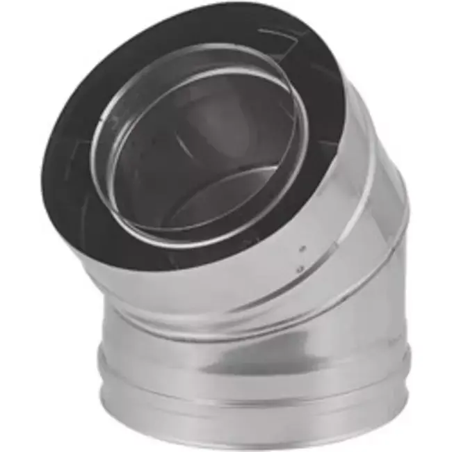 Coude concentrique 45° de 80 - 125 mm de diamètre I316L/I304 (D0,5/0,6) (avec caoutchouc d‘étanchéité pour conduit interne)