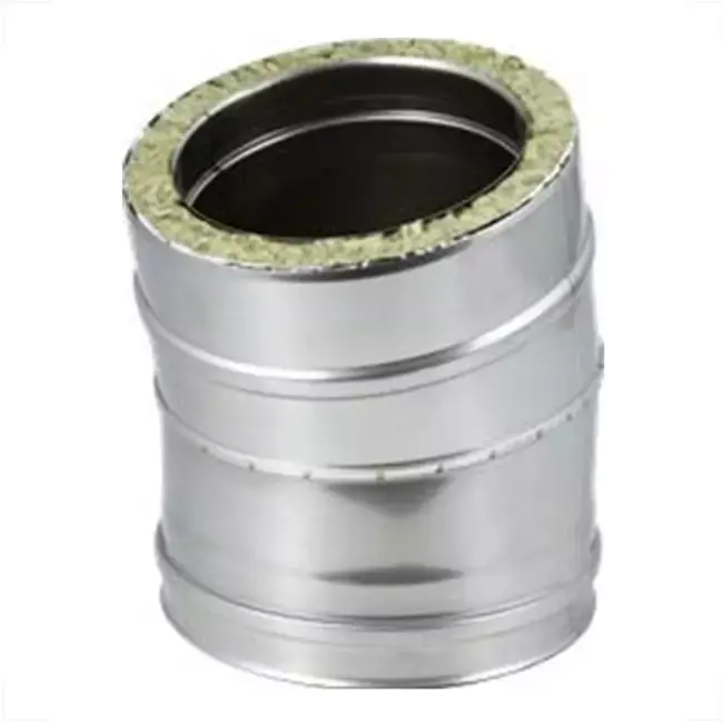 Elément droit à double paroi diamètre 150 mm (150/200) coude 15° I316L/I304 (D0,5/0,6)