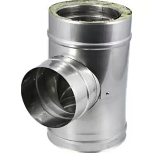 Elément droit à double paroi diamètre 130 mm (130/180) Pièce supérieure T90 EW I316L/I304 (D0,5/0,6)
