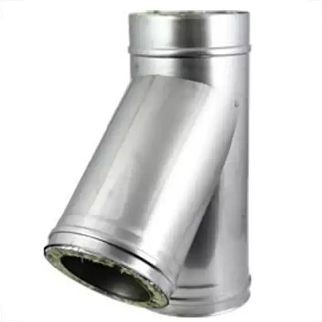 Elément droit à double paroi diamètre 100 mm (100/150) Pièce en T T135 I316L/I304 (D0,5/0,6)