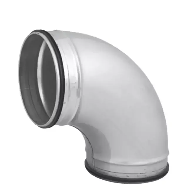 Coude spiralé rond 90° Ø 200 mm pour conduit rigide galvanisé