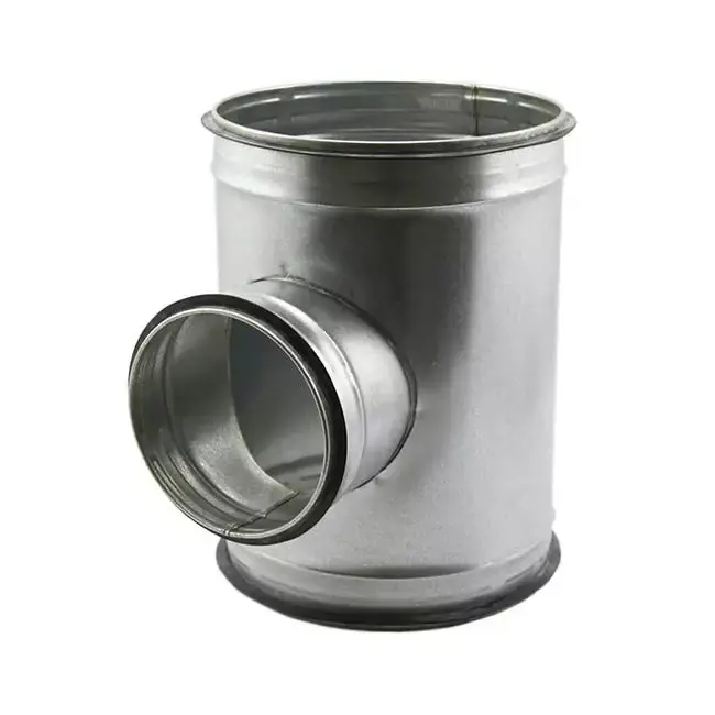 Té de Ø 125 mm - Ø 80 mm pour conduit rigide galvanisé (90°)