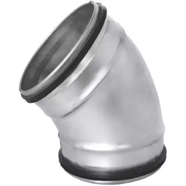 Coude spiralé rond 45° Ø 100 mm pour conduit rigide galvanisé