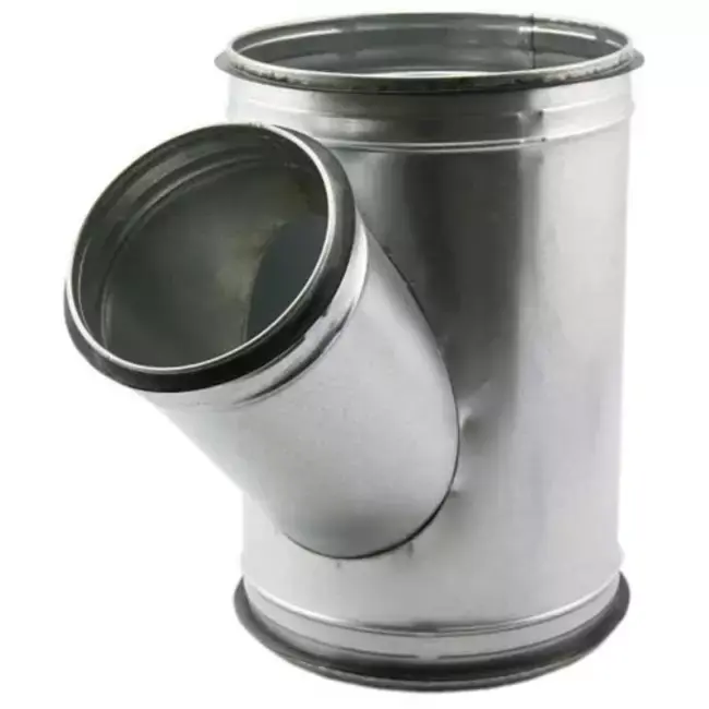 Té de Ø 160 mm - Ø 125 mm pour conduit rigide galvanisé (45°)